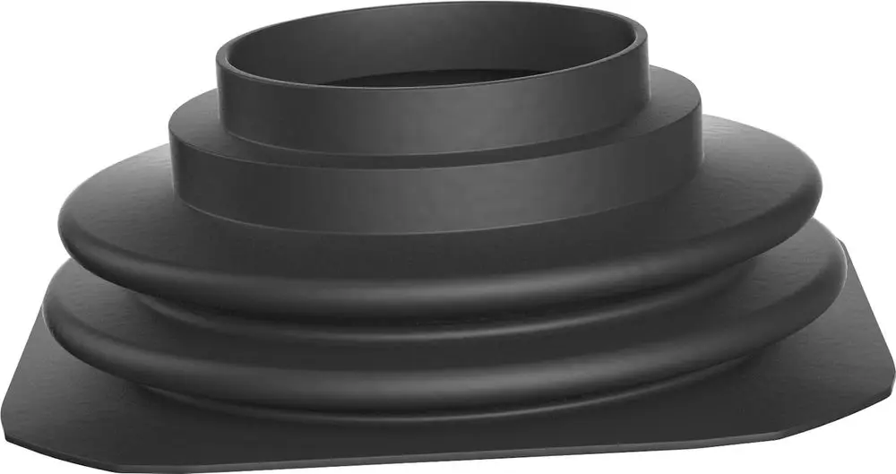 Faltmanschette aus schwarzem Material mit mehreren Ringen, geeignet für Abgaszubehör von Bosch, um eine flexible Verbindung zu gewährleisten.